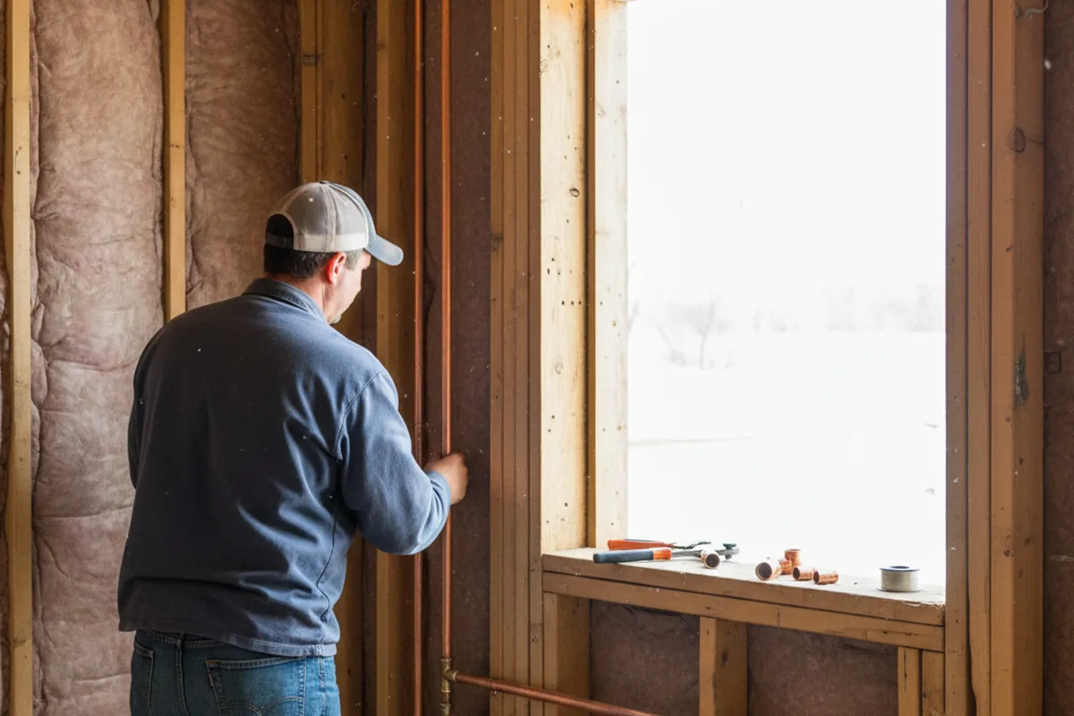 Licensed plumber running new copper supply lines in a Bon Secour home